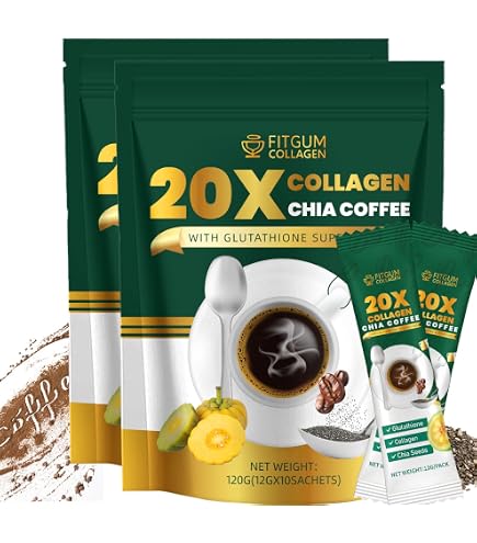 FITGUM 20X Collagen Chia Coffee Mix – 10 Sachets – with Chia Seeds
