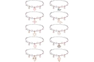 Pinenuts 10-Piece Friendship Bracelets for Girls, Adjustable Kids Unicorn Braided Bracelets, Colorful Ceramic Beads