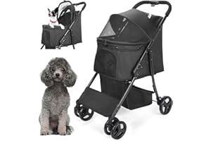 Wedyvko P10 Dog Stroller for Small Dogs, Upgraded & Thickened Frame, Pet Puchchair for Cats, Black