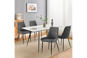 ‎CLIPOP CLIPOP Essgruppen Ausziehbarer Esstisch mit 4 Kunstleder Stühlen, Küchentisch und 4 Stück PU Leder Esszimmerstühle Retro Industrial Esstisch Set für Esszimmer,Küche,Wohnzimmer (Grau Stuhl)