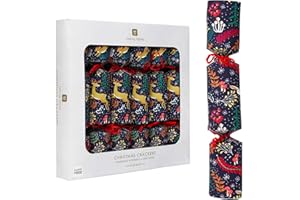 Talking Tables 6 x Christmas Crackers with Crown Party Hats, Christmas Decorations with Reindeer Drive Game, Twilight Design, Recyclable Eco Tableware, Party Supplies, 30cm