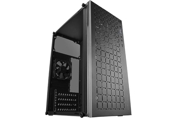 Mars Gaming MC-1000, Boîtier Compact MicroATX, Design Frontal Metal-Mesh, Fenêtre Latérale Intégrale, 1x Ventilateur FDB 80mm Ultra-Silencieux, Noir
