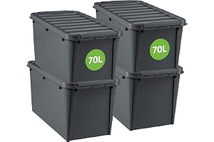 SmartStore Förvaringslåda 70 L, Grå, Paket med 4
