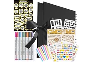 KOHMUI Fotoalbum zum Selbstgestalten, Fotobuch Schwarze Seiten, DIY Spiralalbum Vintage für Geburtstag Valentinstag Hochzeit Geschenk, 80 Seiten 40 Blatt, Größe 29x21.5cm, Halten Sie über 160+ Fotos