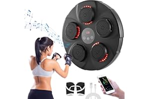 WISBECOST Machine de boxe musicale LED électronique Cible intelligente Appareil d'entraînement de boxe, Machine de boxe électronique avec Bluetooth avec gants de boxe pour usage intérieur, enfants/adultes
