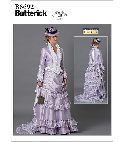 Patrons De Robe Butterick Patterns B5779 Patron Robe Pour Fee Tailles 18u201320, Lot De 1, Blanc Robe 1900 époque