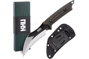 KHU Cuchillo Hoja Fija, Cuchillo Supervivencia Cuchillo Caza Cuchillo Bushcraft D2 Acero Mango de G10, Outdoor Caza Camping Accesorios - Funda Kydex (22A-New)