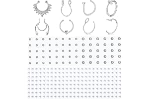 WillTen 8 st falsk näsa ring falsk septum piercing med 2 st falsk näsa stud stick falsk ansikte piercing, falsk näsa piercing