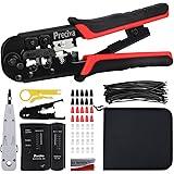 RJ45/RJ11 Strumenti Kit di Rete Professionali,Preciva crimpatrice cavi ethernet,Manutenzione del Computer Kit LAN Tester del 