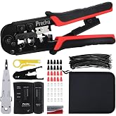 Preciva Crimping Tool Kit Rj45, 3 in 1 Tool Box with Crimper, RJ45 Tester, RJ45 Cable, RJ45 Rosette and Professional Installa