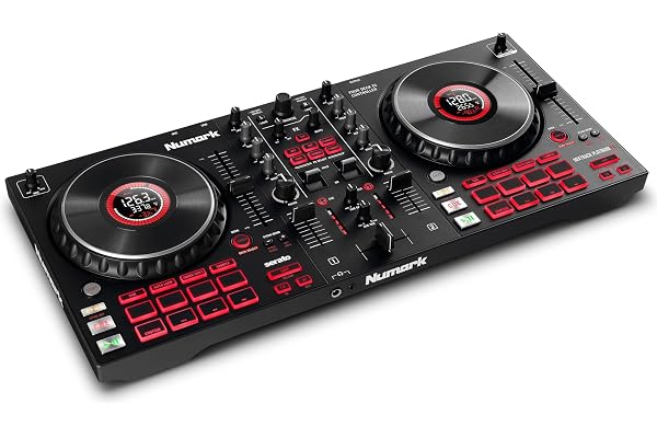 Numark Mixtrack Platinum FX - Contrôleur DJ 4 decks, table de mixage, carte son intégrée, platines DJ tactiles avec écran et large palette d'effets