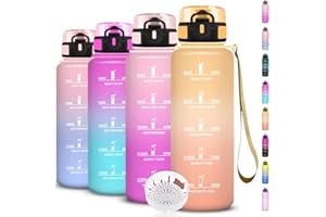 GRSTA Gourde 1,5l, Gourde Sport, Bouteille Anti-Fuite, Bouteille Motivation avec Slogan de Motivation, Facile à Transporter, Facile à Nettoyer, pour Bureau, Sport, Extérieur, Adulte, Camping, Voyage