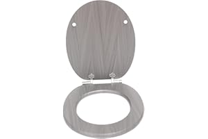 SINOBATH Abattant WC, noyau en bois MDF, robuste, avec système d'abaissement automatique, montage facile, couvercle de WC