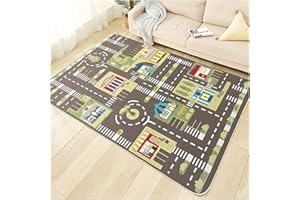 TYKTZXY Tappeto Stradale per Bambini, Tappeto Gioco Bambini, Tappeto Cameretta Bambina, Tappeto per Bambini con Strade, Antiscivolo e Lavabile(80×120cm)