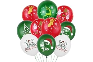 HONGP 30PCS Christmas Party Balloons Decoration, 12inch Latex Balloons White Red and Green for Xmas Theme Supplies