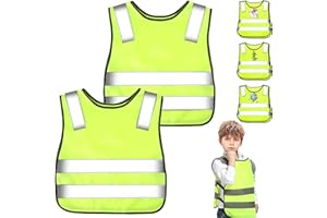 YOUYIKE 2/3 Pcs Gilet de Sécurité pour Enfan,360°Visibilité à Gilet Réfléchissante pour 3-12 Ans Enfants,Gilet Jaune Réfléchissant Oui Nuit Marche idéale（Taille Universelle ）