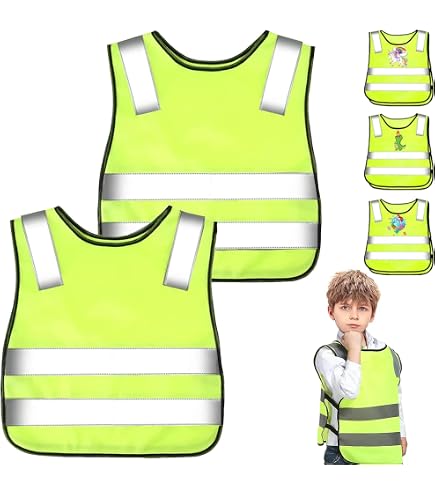 10 Gilets De Sécurité Enfants Réfléchissants Orange - Taille Unique 3-12 Ans - Pour Vélo, école, Sortie - Polyester Fluo