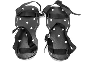 QWORK® Gunite Spiked Shoes with 1-3/16" Short Spikes Perfect for Epoxy Floor, Overlays, Cover Installation, Black Color (1 Pair)