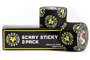 Goat Tape Scary Sticky Premium Athletic/Weightlifting Tape, Black & Yellow, 2 Rolls