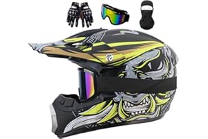 MoHelmHui Casque Moto Cross Enfant, Jeunesse Casques De Moto, Casque Moto Homme Femme, Casque Cycliste pour Enfants, AVT BMX MTB Casques Moto De Cross Enfants Quad Bike Vélo De Montagne(M(54-55CM))