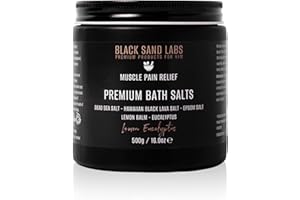 Black Sand Labs Premium Bath Salts for Him, Premium Blend of Dead Sea, Hawaiian Black Lava & Epsom Salts for Muscle and Joint Pain Relief, Luxury Bath Salts for Men (Lemon Eucalyptus)