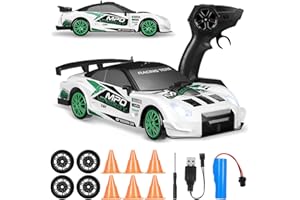 Axrye Coche de derrape RC, 1:24 Coche de Control Remoto 15 km/h, 4x4, Alta Velocidad, con luz LED, Dos baterías minicoche de derrape Juguete Deportivo de Carreras, Regalo para Adulto niños y niñas
