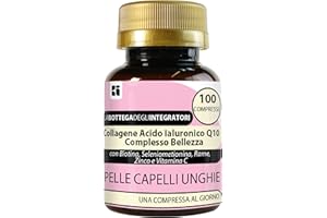 Collagene Acido Ialuronico Coenzima Q10 Complesso Bellezza con Biotina Zinco Selenio Metionina Rame Vitamina C | 100 compresse 1 al dì | Pelle Capelli Unghie LABOTTEGADEGLIINTEGRATORI ®