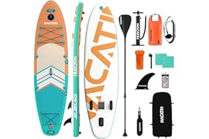 Paddle Boards for Adults, NACATIN Inflatable Stand Up Paddle Board with 10'6" SUP Paddleboard, Adjustable Paddle, Pump, Backpack, Dry Bag, Ideal for All Skill Levels (Optional Kayak Seat Available)