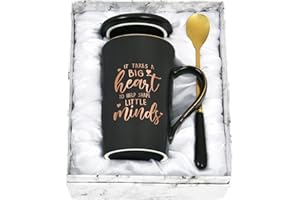 JOYMAKING Teacher Gifts for Women Teacher Appreciation Gifts It Takes a Big Heart to Shape Little Minds Coffee Mug Teacher Coffee Mug Preschool Teacher Gifts for Teacher 14Oz Pink Marble Mug with Exquisite Box