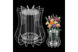 NOVSTUF Vase for Lego Flowers, Clear Display Vase for Lego Flower Bouquet Transparent Vases Display Stand Puzzle Vases for Botanical Roses Chrysanthemum Sunflower Lotus Cherry Blossom (Clear-A)