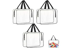 WODEHAHAGOU Multifunctional 3-Pack Large Transparent Toy Storage Bags With Reusable Clear Compartments, Portable Travel Luggage, Waterproof Transparent Small Handbag Purse