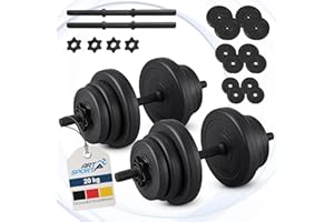 ArtSport ensemble d'haltères 20/30 / 40 kg - ensemble d'haltères courts avec 2 haltères courts, poids et 4 fermetures en étoile