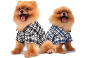 QICHENG&LYS QiCheng & LYS Hundehemd Plaid Hundekleidung Pet Fashion Plaid Shirt Haustier-Hundekleidung Cat Plaid Kleidung Hemd weich und bequem (schwarz + gelb, S)