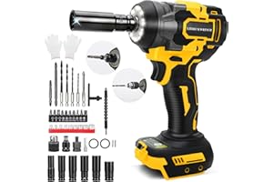 PANTHEM Clé à Chocs sans fil 650 Nm, Brushless Visseuse a Choc Compatible avec Dewalt 18V 20V, Boulonneuse à choc, 3 Vitesses et Lumière LED, pour Pneus, Montage Automobile (sans Batterie ni Chargeur)