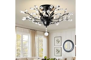 Ganeed Vintage K9 Lampadari di cristallo trasparente Illuminazione a soffitto Illuminazione a sospensione Apparecchio da incasso per soggiorno Sala da pranzo Ristorante Portico Corridoio nero 4 luci