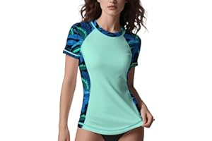 ANGEL CITIZ Rash Vest Women Short Sleeve UPF 50+ Womens Swim Top Beach Shirt Quick Dry Rash Guard Modest Swimwear