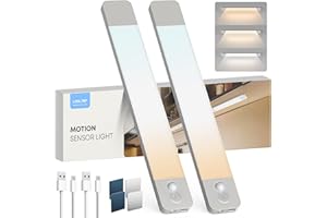 LROLTEF LED Lampe Cuisine Meuble avec Detecteur de Mouvement - 30cm 2200mAh 3000K 4000K 6500K Dimmable & Rechargeable Lumières para Placard Cuisine, Escalier, Le Couloir, Chambre | 2 Piezas
