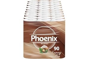 Phoenix Toilet Rolls – 90 Pack | 3 Ply Shea Butter Scented Toilet Paper | Bulk Buy, Soft, Quilted, Sustainably Sourced, Eco- Friendly Luxury Bathroom Tissue