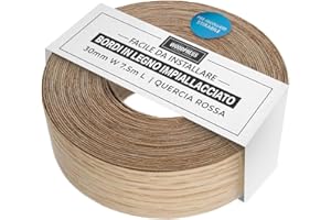 WoodPress® Bordi termoadesivi da 30 mm in vero rovere – Rotolo da 7,5 m – Nastro per impiallacciatura in legno pre-incollato per una facile applicazione fai-da-te