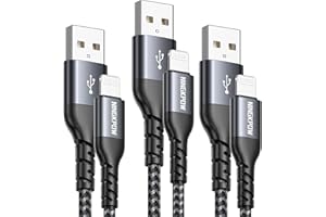 NINGKPOW Cable iPhone [2M/Lot de 3], Cable Chargeur iPhone Certifié MFi Câble Lightning Nylon Tressé Fil Charge Rapide Compatible avec iPhone 14 13 12 11 Pro Max Mini XR XS X 8 7 Plus 6s 6 SE 2020