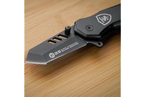 TS Tactical Store Navaja Mini SAMOURAI 5cm | Navaja Plegable Cuchillo de Acero Inoxidable Premium 7C13MoV con Seguro para Acampar, Picnic, Caza (Negro) 18644