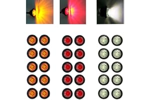 Ricoy LED ronde étanche 3/4" pour lampe avant, arrière, de côté, feu de position de voiture ou camion, 12 V(Paquete de 30)