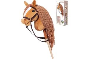 HOPPIMALS HOPPIHORSE-El Hobby Horse edición Deportiva A3, Caballo de Palo con cabezada, riendas, Correa del Hombro, Cola y empuñadura de Silicona, Hobby Horse de Peluche Caja de Regalo.
