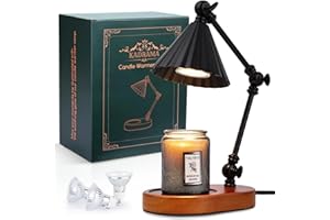 Kadrama Candle Warmer Lamp, Candle Warmer with Timer Dimmer Electric Candle Lamp with 3 Bulbs Gifts for Mom Her Height Adjustable Wax Melt Warmer for Scented Candle Jars Bedroom Home Decor, Black