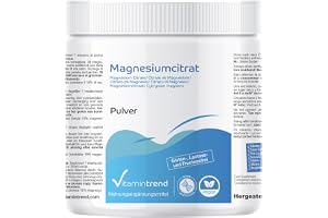 Vitamintrend Magnesiumcitratpulver 1 kg, ideal för idrottare, högdoserat, kosttillskott veganskt utan magnesiumstearat, tillverkat i Tyskland