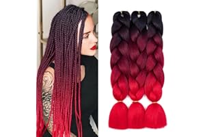 SHIHERESH Kanekalon Extensiones de Pelo Trenzas Africanas,3Pcs 61cm Pelo Sintetico Para Trenzas Omber Jumbo Braiding Hair Extensiones Trenzas Africanas(C6)
