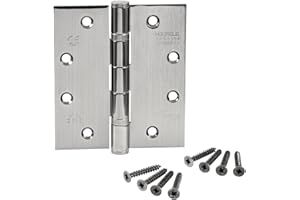 Gedotec Charnière Porte Placard Meuble | Startec DHB 3222 | 1 Pièce | Acier Inoxydable Mat | Capacité charge 120kg | Paumelle à visser pour portes et portails, pour portes intérieures non feuillurées