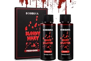 BOBISUKA Halloween Sangue Finto 2 Pz - Sangue Finto Lavabile Realistico per Film, Teatro, Travestimenti da Zombi, Vampiri, Cosplay