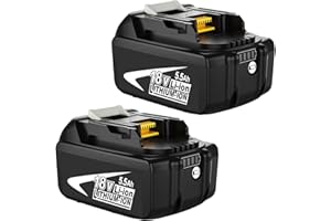 Powayup【2 Pack】Replacement for Maki-ta 18V Battery 5500mAh BL1860B BL1860 BL1850B BL1850 BL1845 for Maki-ta Battery 18V BL1840B BL1840 BL1835 BL1830B BL1830 BL1815 194205-3 LXT-400 Power Tool