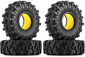 INJORA 1.0 Tires with Silicone Rubber Inserts S5 Crawler Mud Terrain Kraken Claw for SCX24 TRX4M AX24 Bronco Gladiator C10 JLU Deadbolt FCX24 FCX18 Axial RC 1/24 1/1